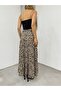 Women's Leopard Patterned Flowy Waist Lace-up Long Size Skirt - 3