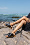 Croci̇c Women's Black Genuine Leather Slippers - 6