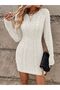 CYCLING NECK HAIR BRAIDED KNITWEAR DRESS - 2
