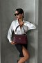 Genuine Leather Handbag and Crossbody Bag Oxnova Model Burgundy Color - 5