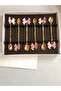 Gold Plated Butterfly Figure Enamel Set of 6 Tea Spoons (pink) - 6