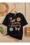 Unisex Comfortable Cotton Printed Black Children's T-shirt