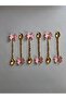 Gold Plated Butterfly Figure Enamel Set of 6 Tea Spoons (pink) - 4