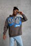 UNISEX OVERSIZE COTTON 'UFO' PRINTED HOODED SWEATSHIRT - 5