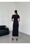 Black Bow Detailed Slit Dress - 7
