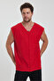 V-Neck Dirty Cut Detailed Pocketed Zero Sleeve T-Shirt Comfortable Cut - 3