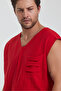 V-Neck Dirty Cut Detailed Pocketed Zero Sleeve T-Shirt Comfortable Cut - 7
