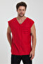 V-Neck Dirty Cut Detailed Pocketed Zero Sleeve T-Shirt Comfortable Cut - 2