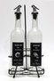 2 Pieces of Transparent Bottom Pit 750 Ml Label Oil Bottle and Black Stand