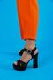 Jasmine Women's Platform Heeled Shoes Black Satin - 2