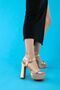 Jasmine Women's Platform Heeled Shoes Beige Satin - 2