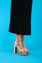 Jasmine Women's Platform Heeled Shoes Beige Satin - 3