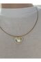 Large Heart Pearlescent Stainless Steel Non-Tarnishing Women's Gold Necklace