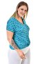V Neck Bicycle Printed Front Knotted Oil Wash Tshirt-turquoise - 2