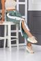 Mint Green Women's Side Snap Slit Wide Leg Sweatpants Trousers - 4