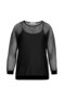Women's Black Sleeve and Skirt Ribbed Mesh Plus Size Blouse