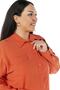 Plus Size Asymmetrical Cut Printed Tile Color Shirt with Button Detail on the Back and Slits on the Sides - 5