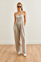 Women's Gray Elastic Waist Strap Soft Textured Jumpsuit Tlm- 19000155 - 2