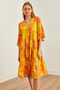 Women's Mustard V Neck Spanish Sleeve Woven Viscose Dress Elb- 19002238 - 3