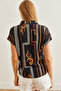 Women's Chain Black Pattern Bat Woven Viscose Shirt Gml- 19001233 - 2
