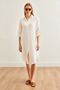 Women's White Side Oval Slit Muslin Shirt Dress Elb- 19002243 - 3