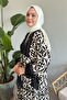Print Balloon Sleeve Ecru Viscose Dress - 3