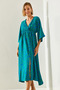 Women's Turquoise Double Breasted Collar Front Slit Dress 60251487 - 2