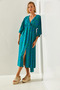 Women's Turquoise Double Breasted Collar Front Slit Dress 60251487 - 6