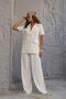 Women's Linen Padded Short Sleeve Jacket and Trousers Set - 5