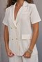Women's Linen Padded Short Sleeve Jacket and Trousers Set - 8