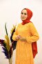 Guipure Detailed Hijab Dress Mustard Yellow - 4