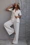 Women's Linen Padded Short Sleeve Jacket and Trousers Set - 3