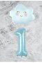 Age 1 Blue Number Cloud Foil Balloon Set
