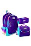 Three-Compartment Primary and Secondary School Bag Set - Girls' - Rainbow Zippered Purple Patterned