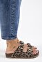 Jazmin Leopard Women's Genuine Leather Double Buckle Mink Slippers - 2