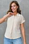 Beige Gofre Fabric Short Sleeve Pocket Design Shirt 9628 - 6