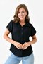 Pocket Detailed Seersucker Fabric Short Sleeve Black Shirt 9628 - 4