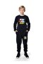 3-Piece Born-Brooklyn-Nyc Printed Boys' Round Neck Double Pocket Yellow-Grey-Navy Blue Tracksuit Set - 2