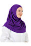 Two Pieces Ready to Wear Neck Collar Headscarf Shawl Ready Scarf Viscose - Purple - 3
