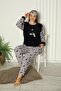 Women's Large Size Fleece Pajama Set with Pockets 02159 - 3