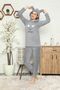 Women's Long Sleeve Embroidery Pattern Hooded Full Plush Pajamas Set 1720