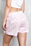 Pink and White Striped 100% Cotton Shorts with Elastic Waist 27369 - 4