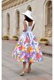 Women's Thick Strapped Square Neck Floral Dress with Elastic Back and Knee-Length Midi Length - 3