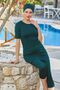 Short sleeve semi-covered swimsuit with leggings walt 0572 dark green