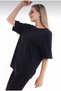 Unisex Cotton Crew Neck Boyfriend Black Knitted Oversize T-shirt - 4