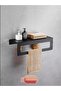 30 Cm Black Shelf Towel Rack, Metal Shelf Towel Holder, Kitchen, Bathroom Shelf