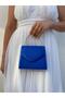 Women's Blue Satin Stone-Embellished Evening Dress Shoulder Bag - 3