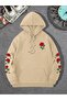 Unisex Roses Printed Oversized Winter 3-Thread 100% Cotton Hooded Sweatshirt Hoodie