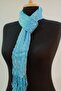 Blue and White %100 Cotton Scarf - 6