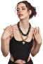 Women's Thick Chain Shaped Heart Charm Green & Gold Color Acrylic Design Necklace - 8